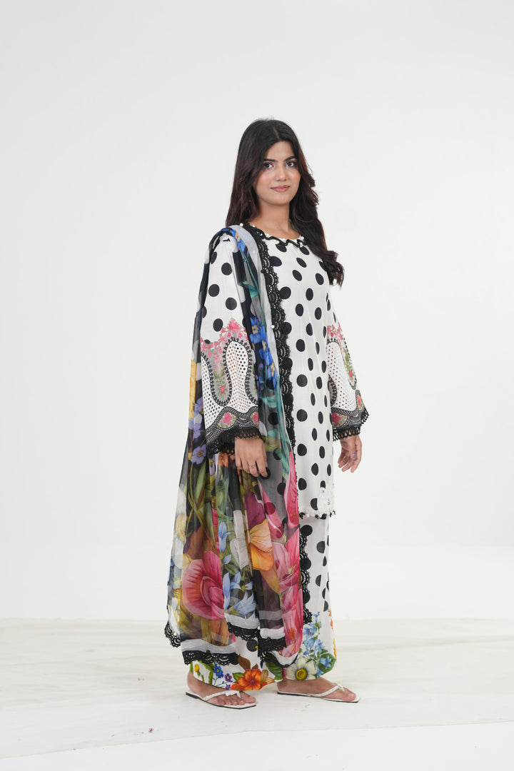 Embroidered Lawn Stitched Suit - Maria B M Print '26