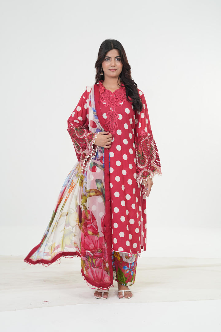 Embroidered Lawn Stitched Suit - Maria B M Print '26