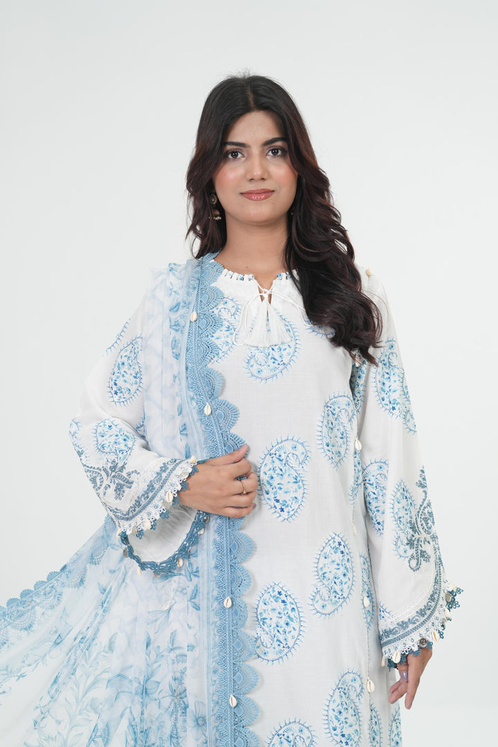 Embroidered Lawn Stitched Suit - Maria B M Print '26