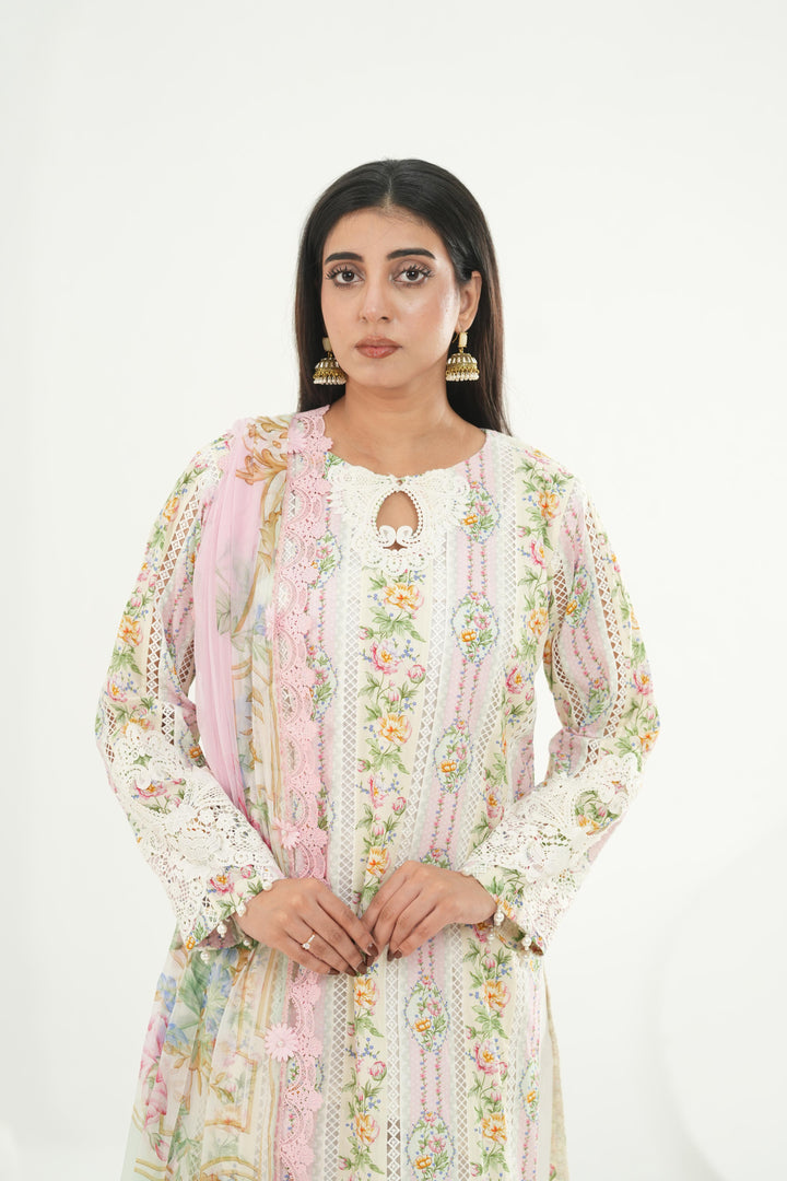 Embroidered Lawn Stitched Suit - Maria B M Print '26