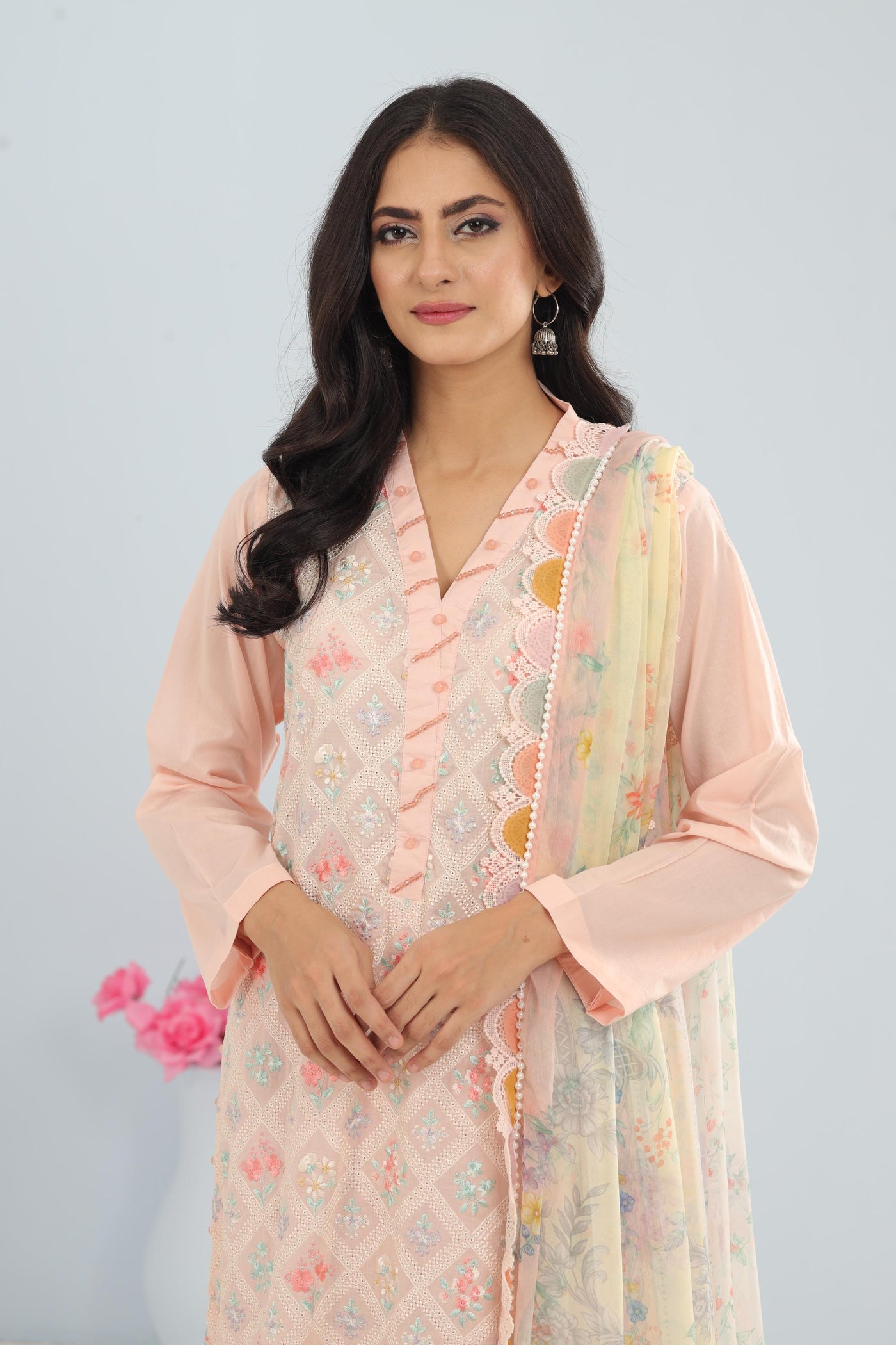 Lawn Pink Stitched Suit - Maria B