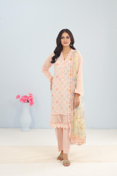 Lawn Pink Stitched Suit - Maria B