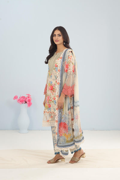 Lawn Beige Stitched Suit - Maria B