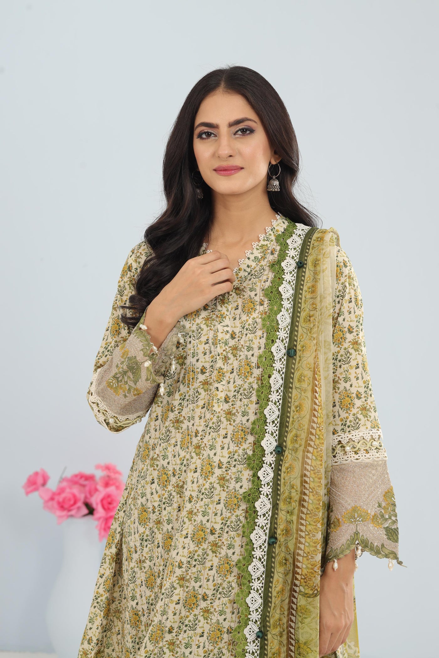 Lawn Green Stitched Suit - Maria B