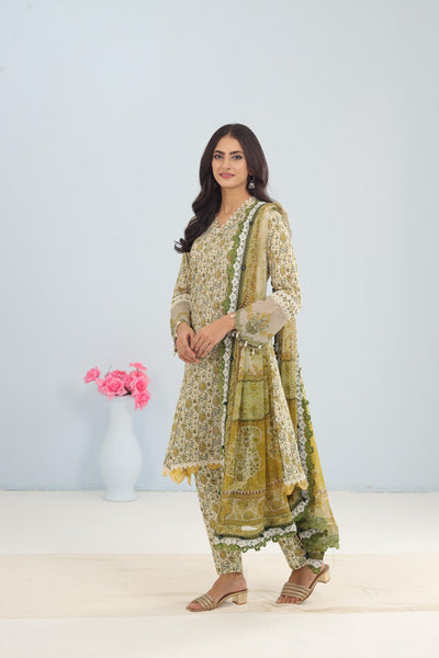 Lawn Green Stitched Suit - Maria B