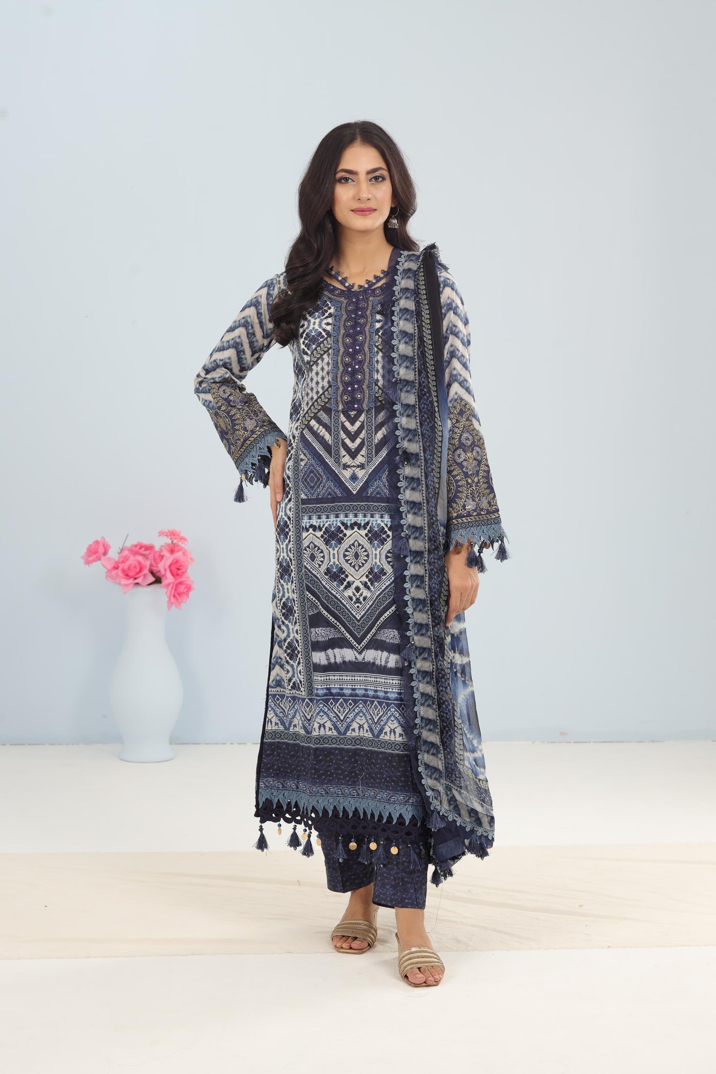 Lawn Blue Stitched Suit - Maria B