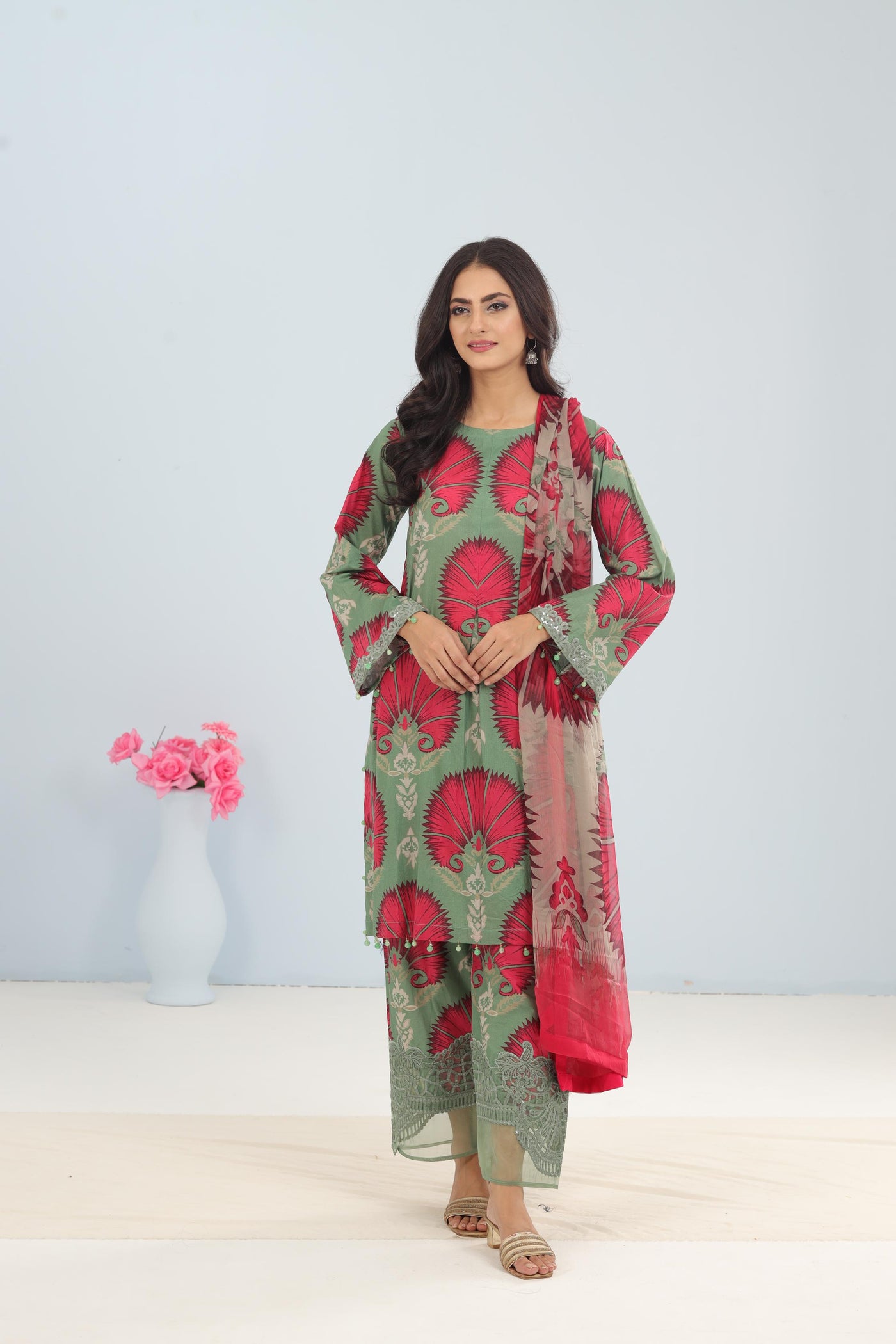 Lawn Green Stitched Suit - Maria B