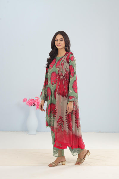 Lawn Green Stitched Suit - Maria B