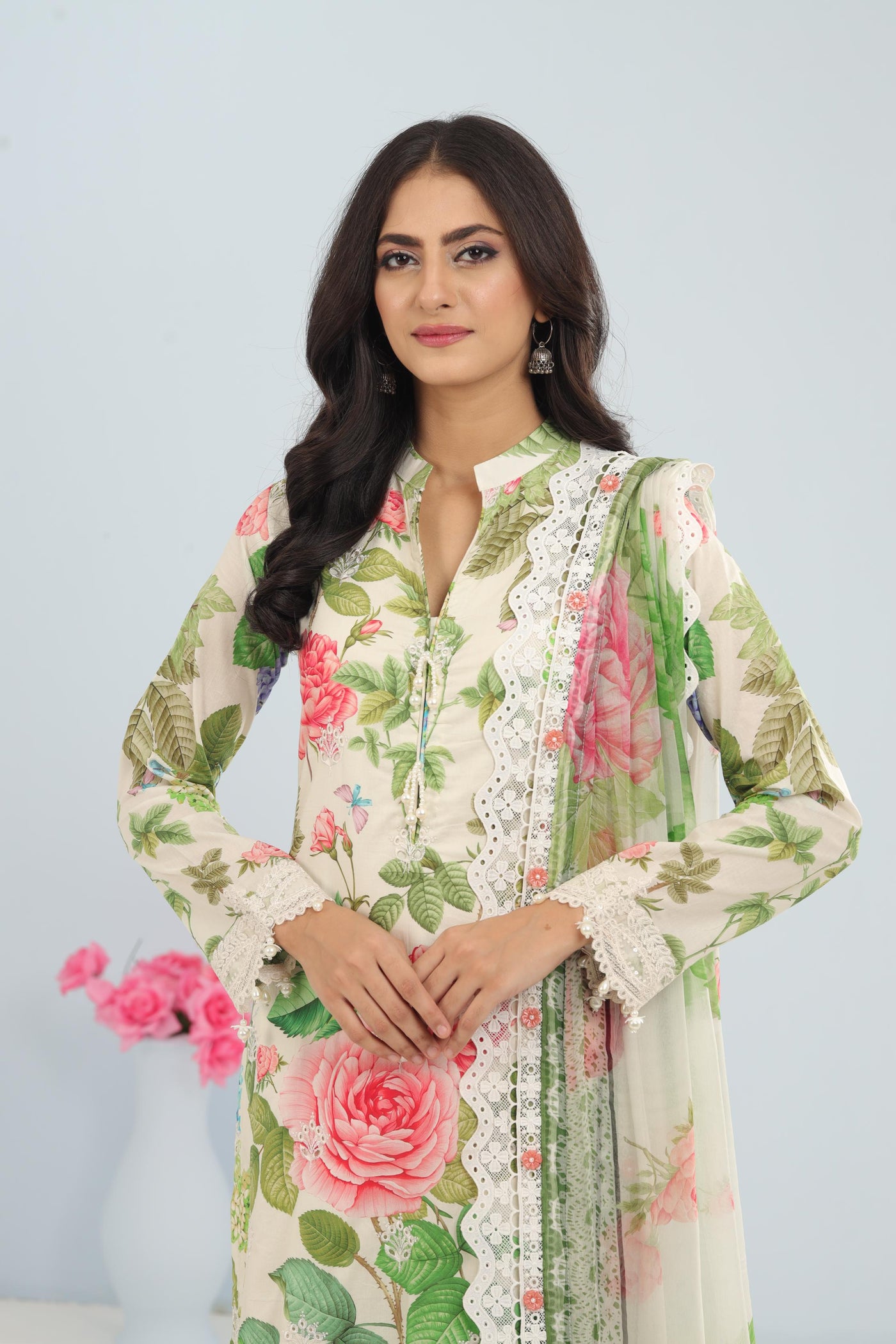 Lawn White Stitched Suit - Maria B