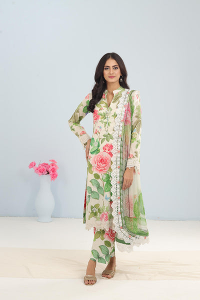 Lawn White Stitched Suit - Maria B