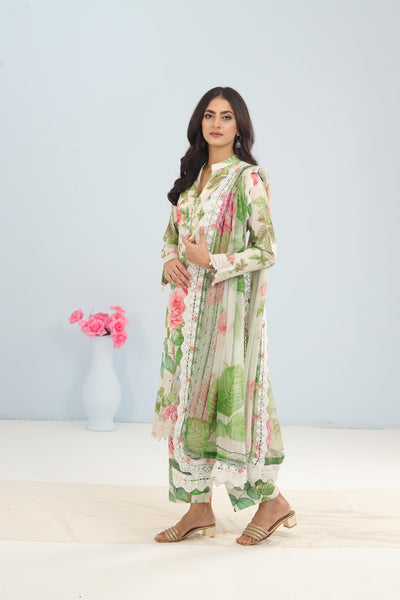 Lawn White Stitched Suit - Maria B