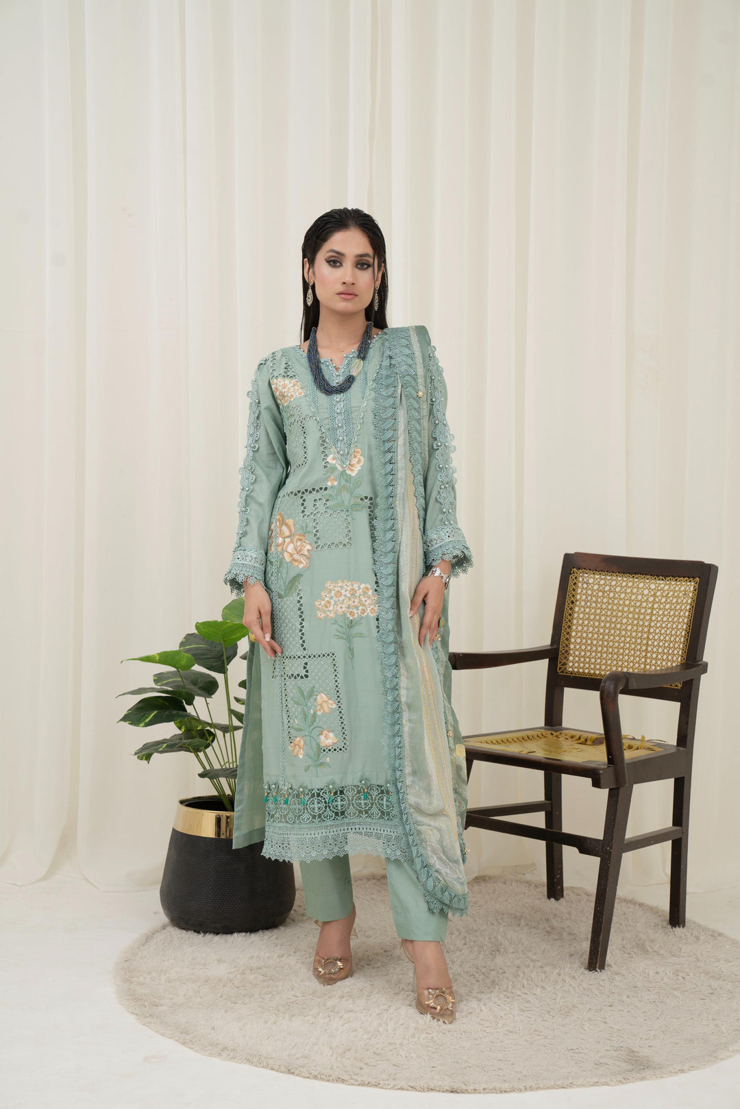 Printed Lawn Sage Stitched Suit - Maria B M Prints