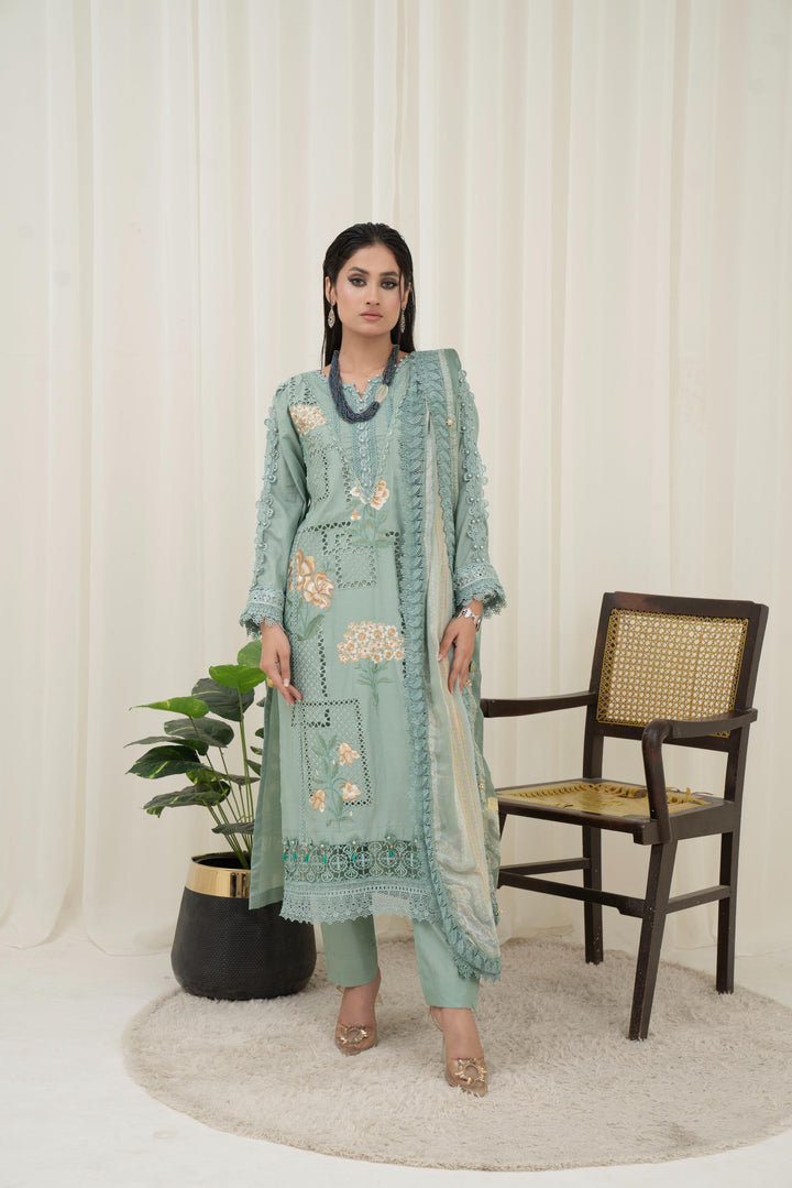 Printed Lawn Sage Stitched Suit - Maria B M Prints