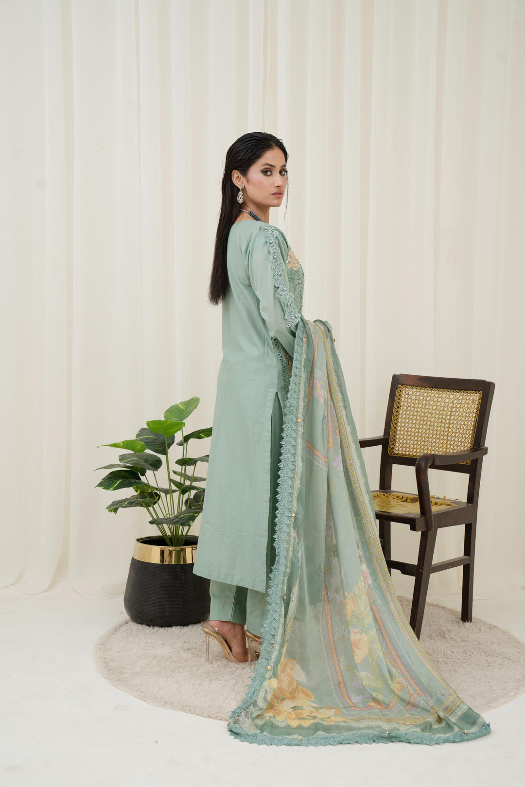 Printed Lawn Sage Stitched Suit - Maria B M Prints