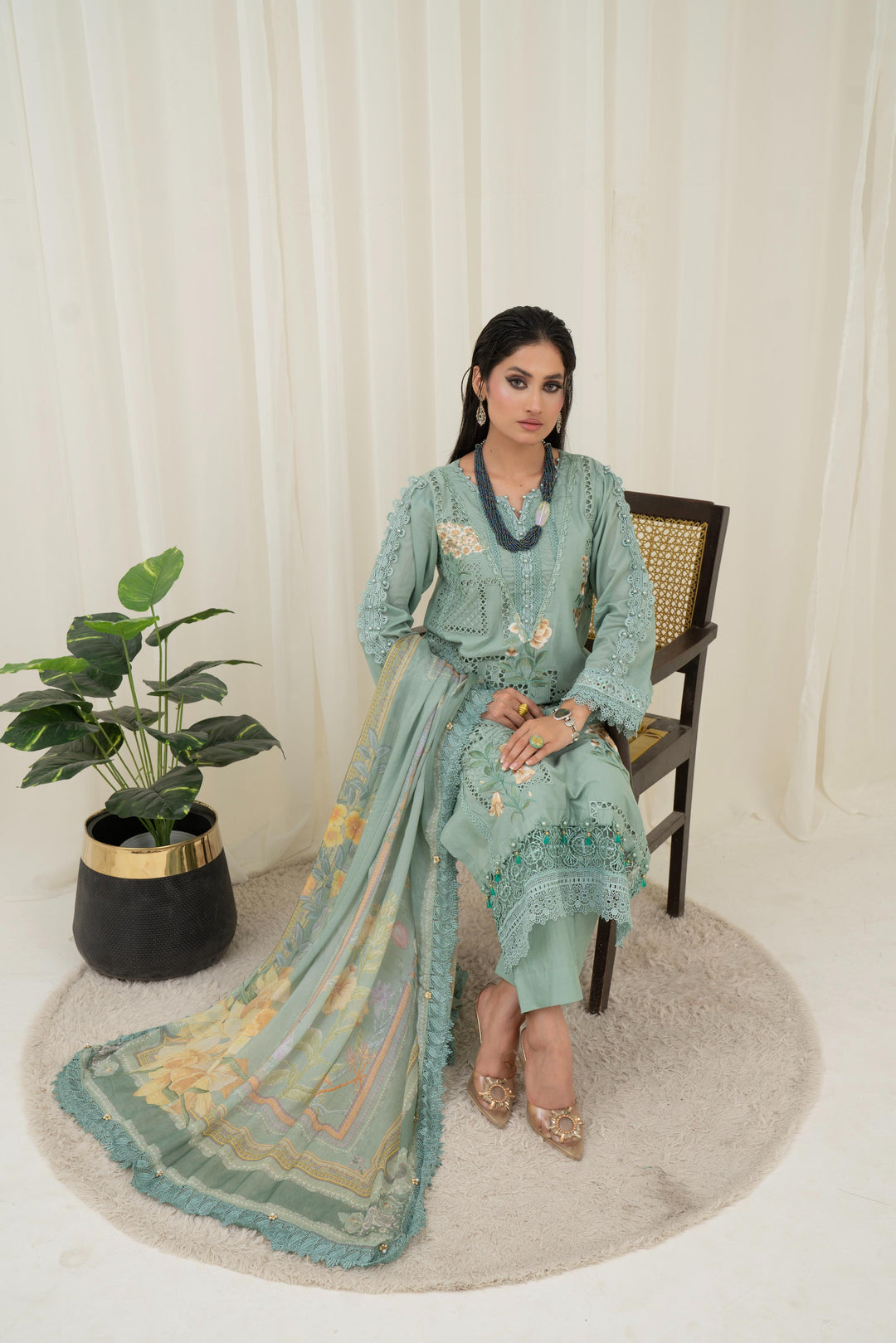Printed Lawn Sage Stitched Suit - Maria B M Prints