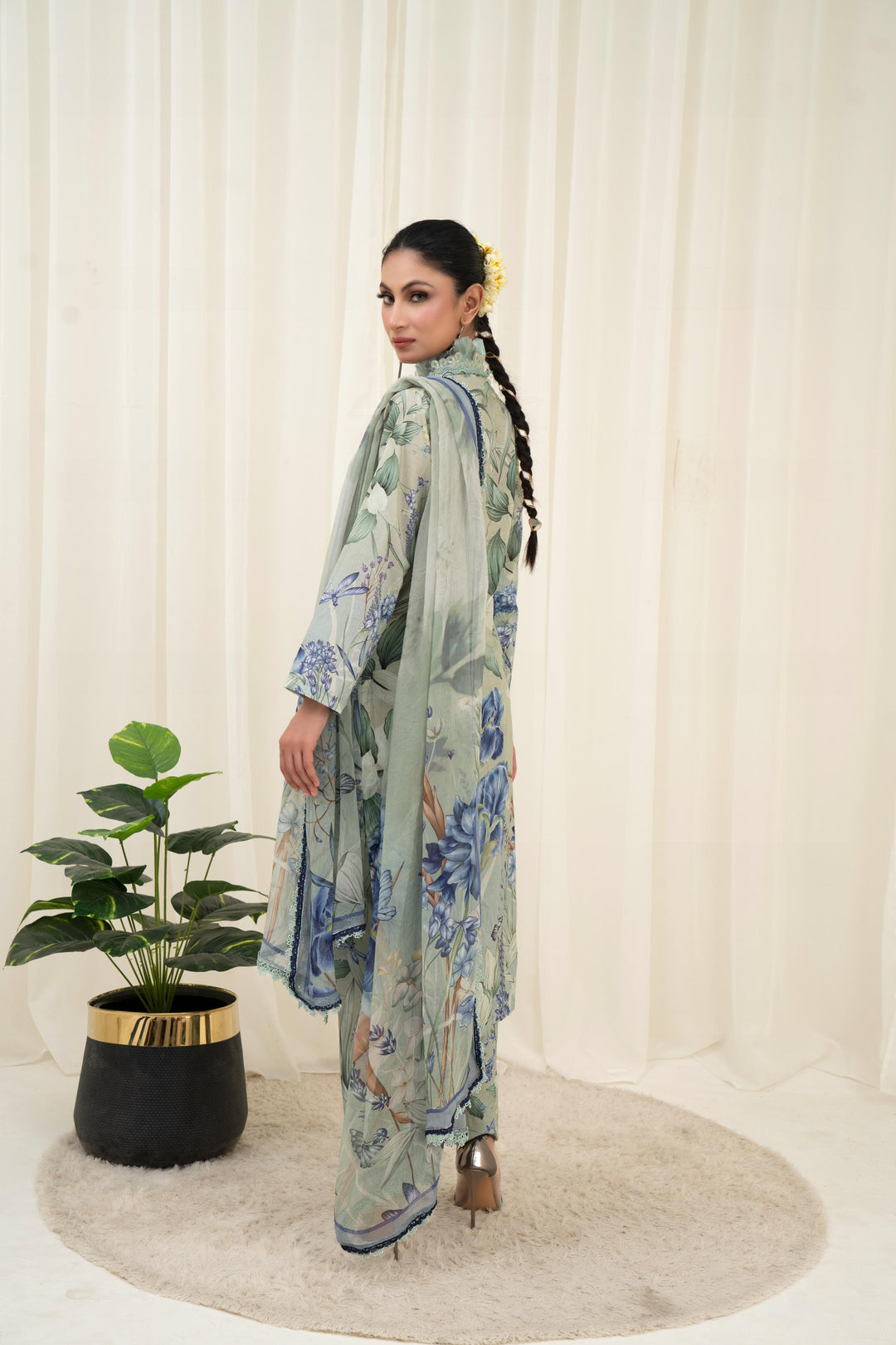 Printed Lawn Teal Stitched Suit - Maria B M Prints