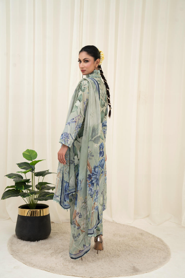 Printed Lawn Teal Stitched Suit - Maria B M Prints