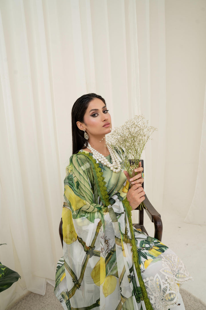 Printed Lawn Green Stitched Suit - Maria B M Prints