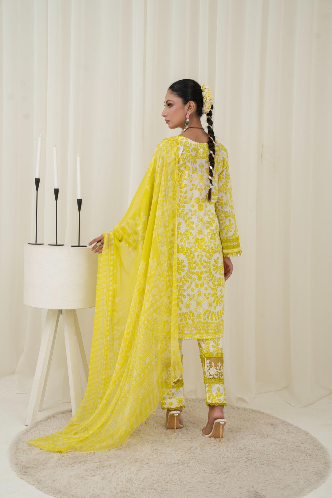 Printed Lawn Yellow Stitched Suit - Maria B M Prints