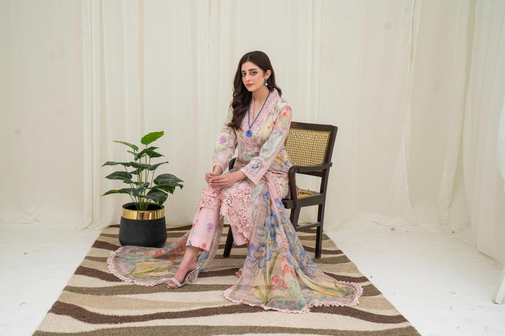 Printed Lawn Beige Stitched Suit - Maria B M Prints