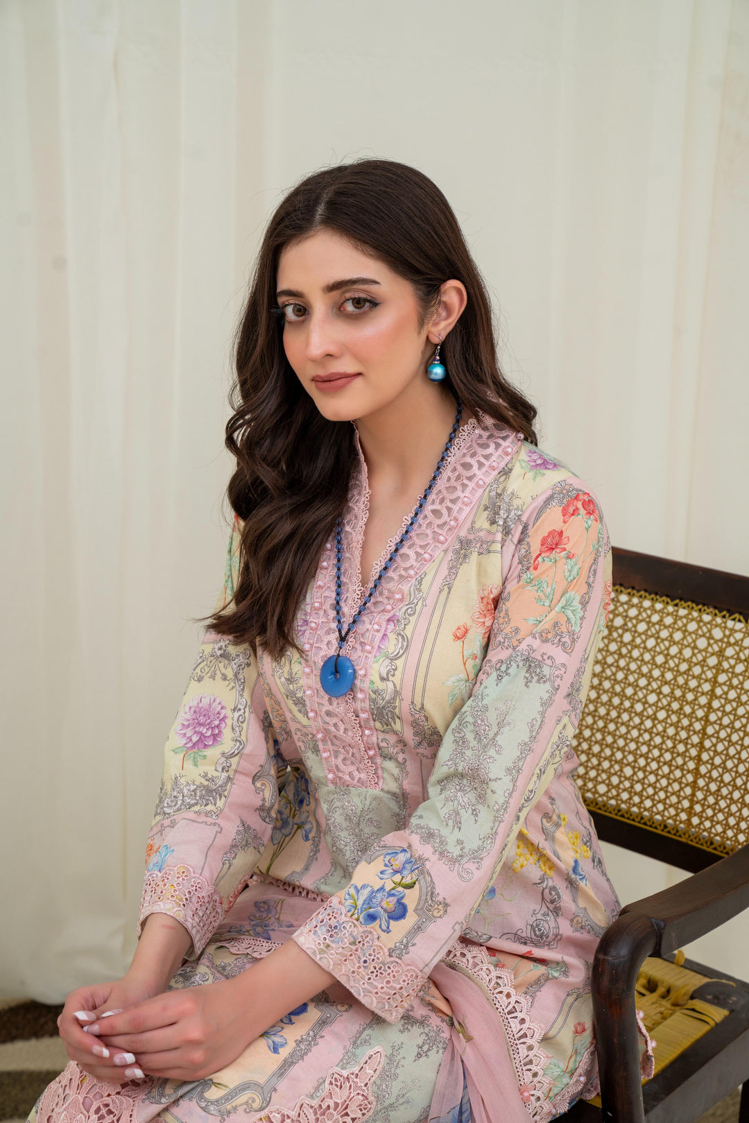 Printed Lawn Beige Stitched Suit - Maria B M Prints