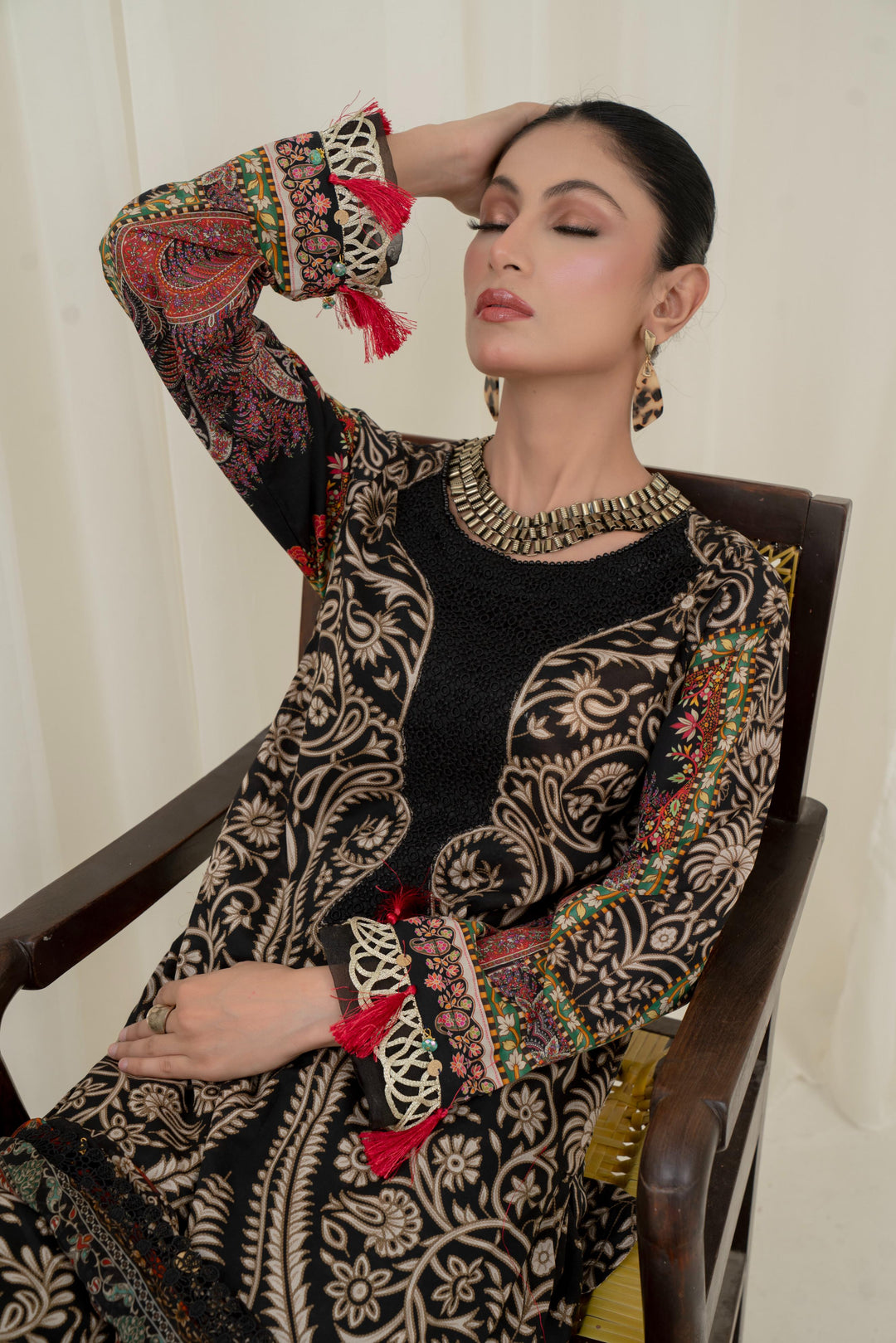 Printed Lawn Black Stitched Suit - Maria B M Prints