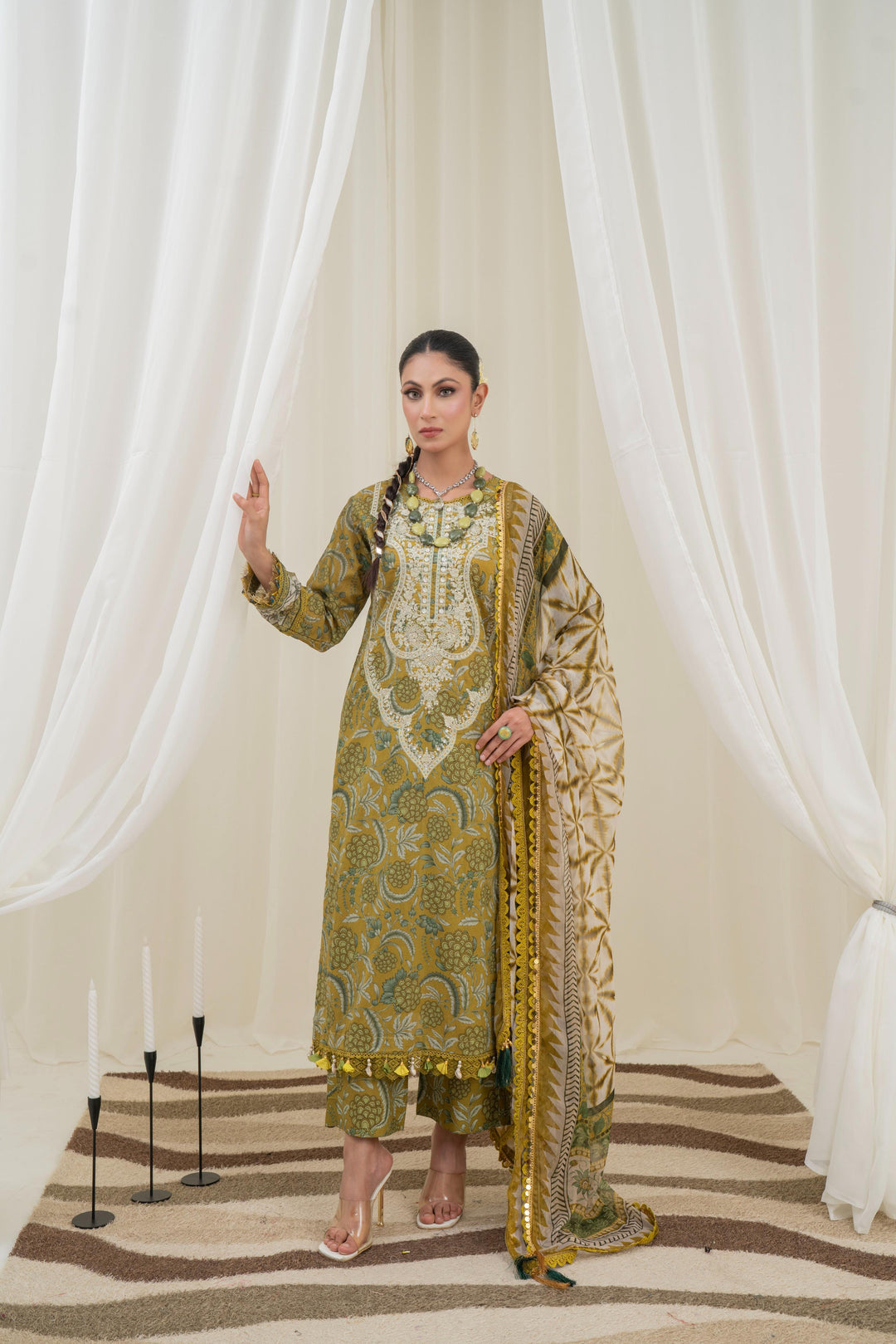 Printed Lawn Mehndi Stitched Suit - Maria B M Prints