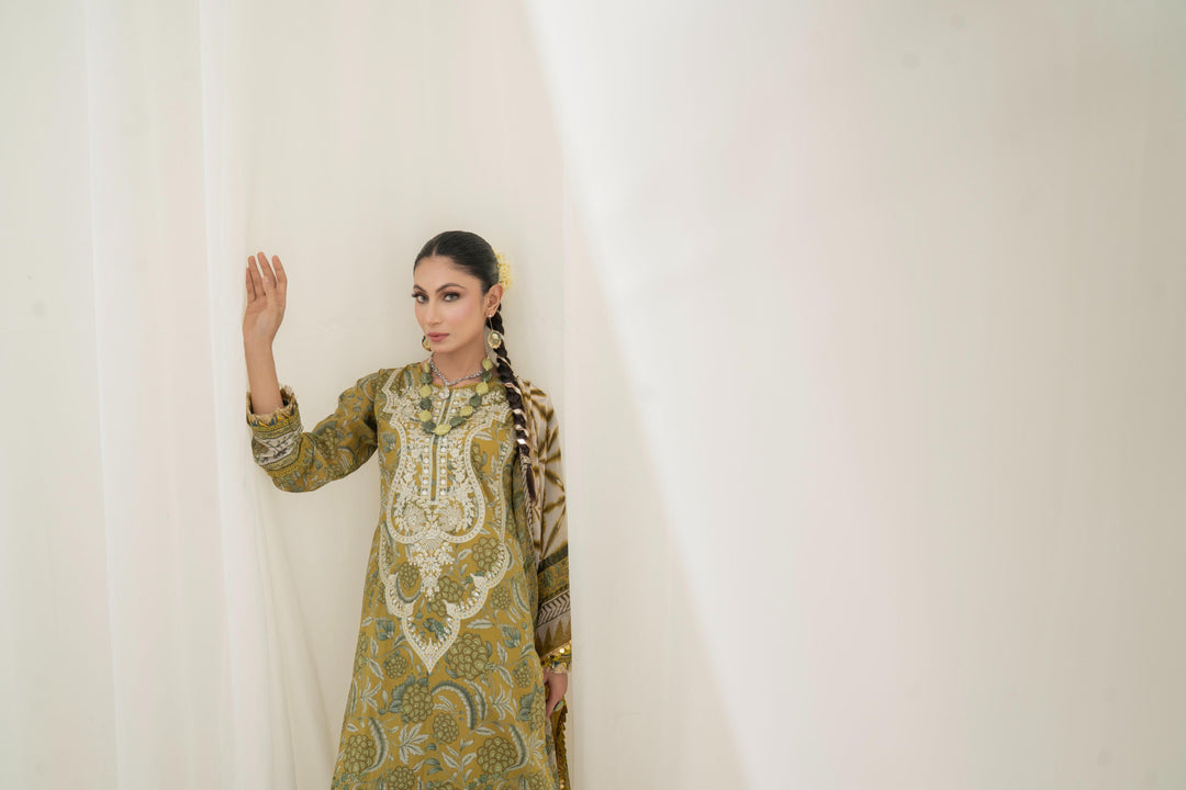 Printed Lawn Mehndi Stitched Suit - Maria B M Prints