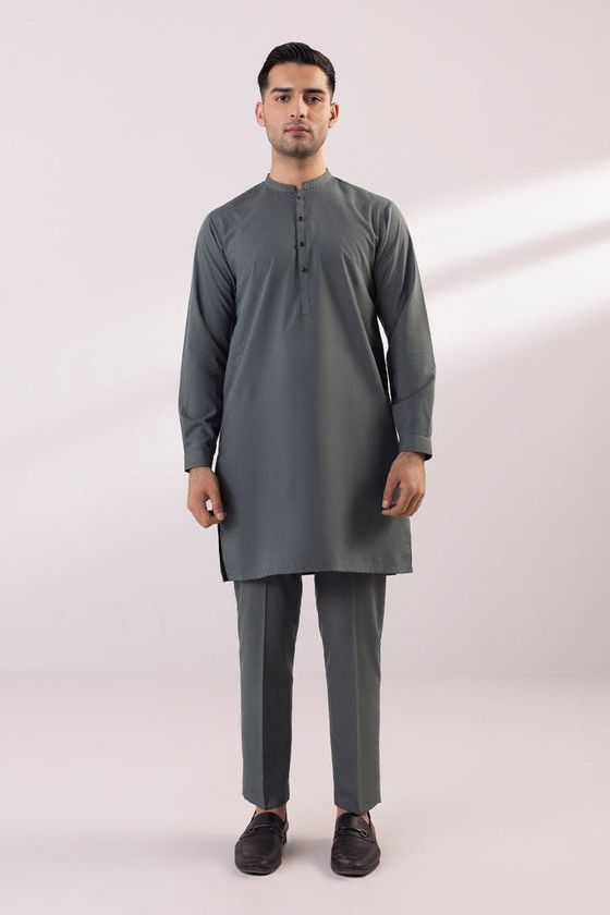Embroidered Wash & Wear Grey Shalwar Kameez - Sapphire