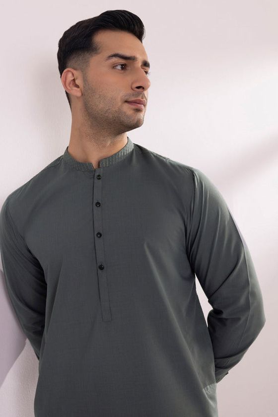 Embroidered Wash & Wear Grey Shalwar Kameez - Sapphire