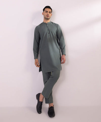 Embroidered Wash & Wear Grey Shalwar Kameez - Sapphire