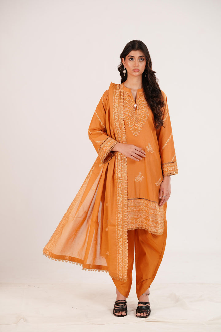 Mustard Bloom - Cross Stitch Premium Lawn Stitched