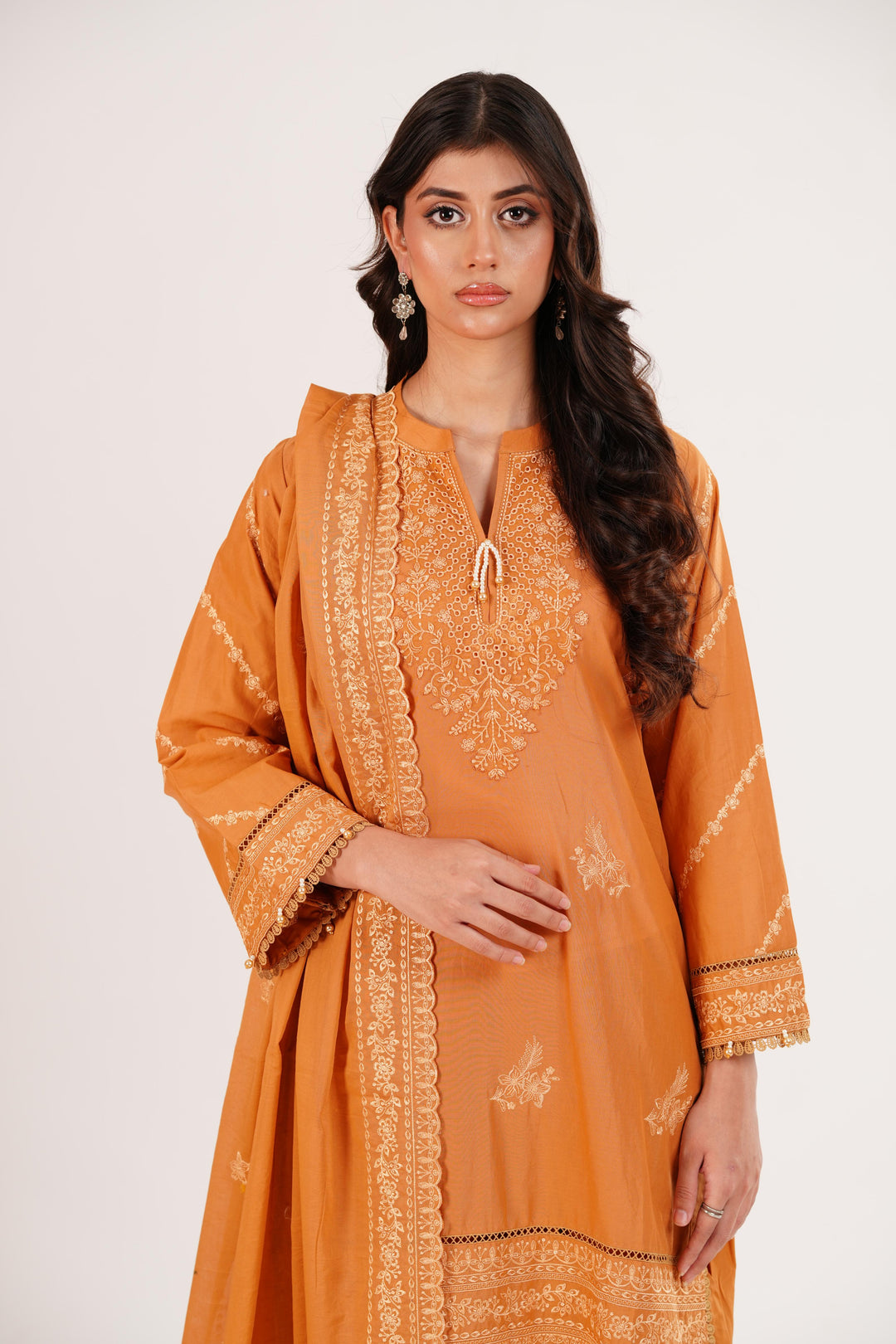 Mustard Bloom - Cross Stitch Premium Lawn Stitched
