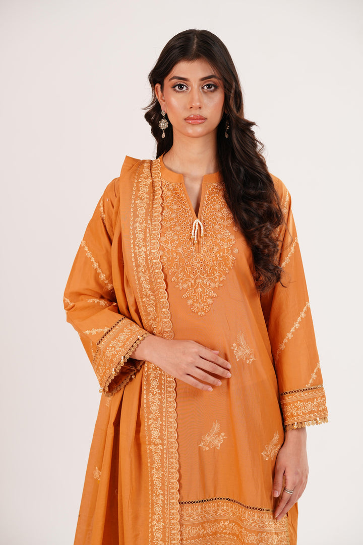 Mustard Bloom - Cross Stitch Premium Lawn Stitched