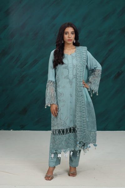 Karandi Aqua Stitched Suit - Nureh