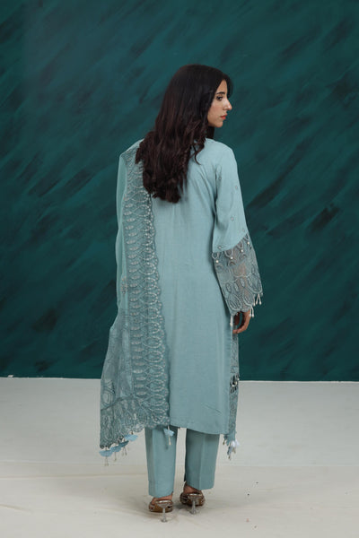 Karandi Aqua Stitched Suit - Nureh