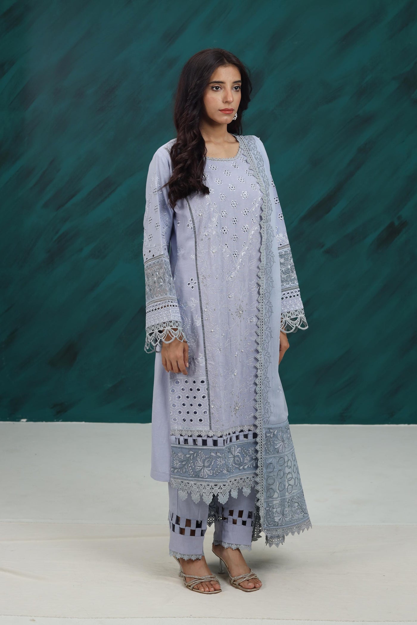 Karandi Grey Stitched Suit - Nureh