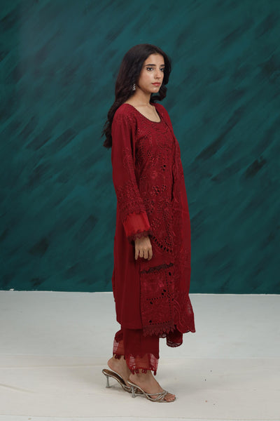 Karandi Maroon Stitched Suit - Nureh