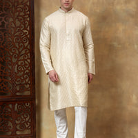 Polyester Viscose Gold Kurta Trouser - Jiah