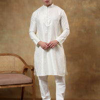 Blended Cream Kurta Trouser - Jiah