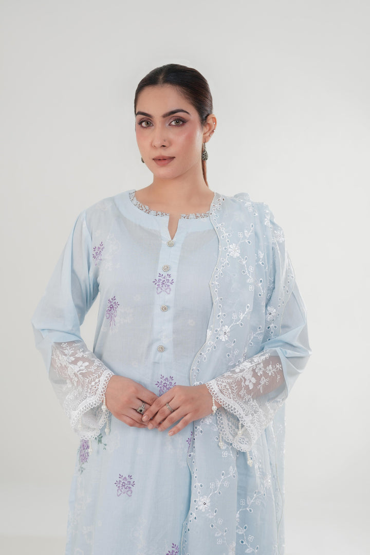 Opaline Pearl - Cross Stitch Embroidered Lawn Stitched