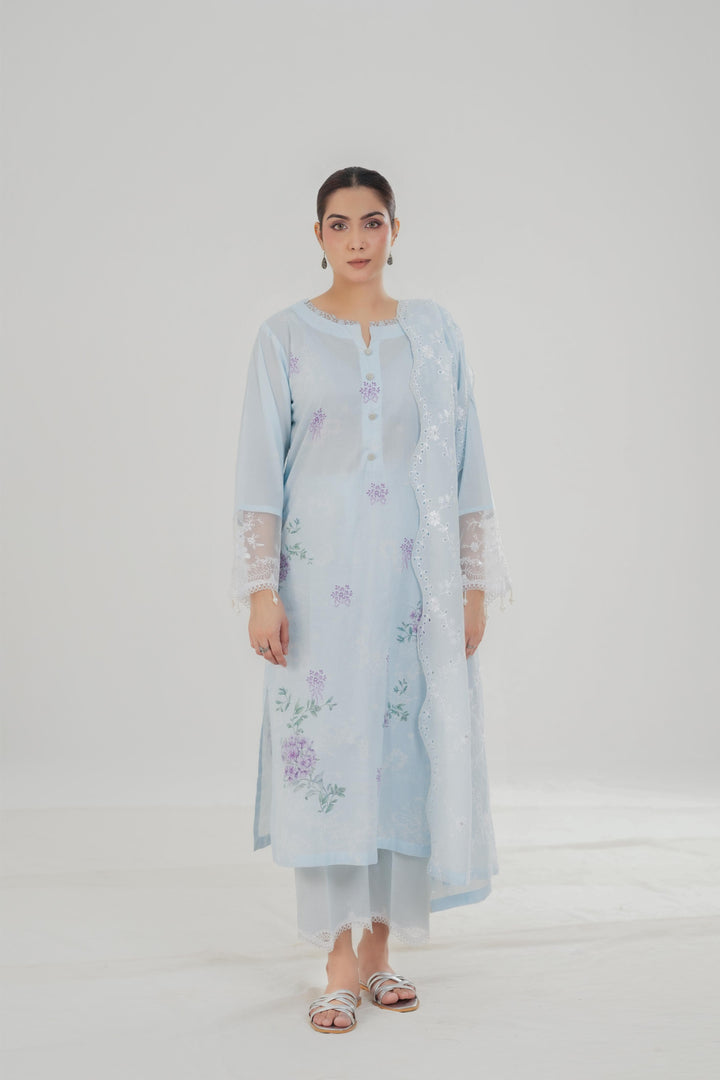Opaline Pearl - Cross Stitch Embroidered Lawn Stitched