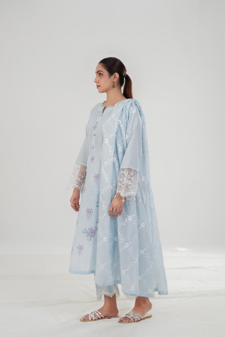 Opaline Pearl - Cross Stitch Embroidered Lawn Stitched