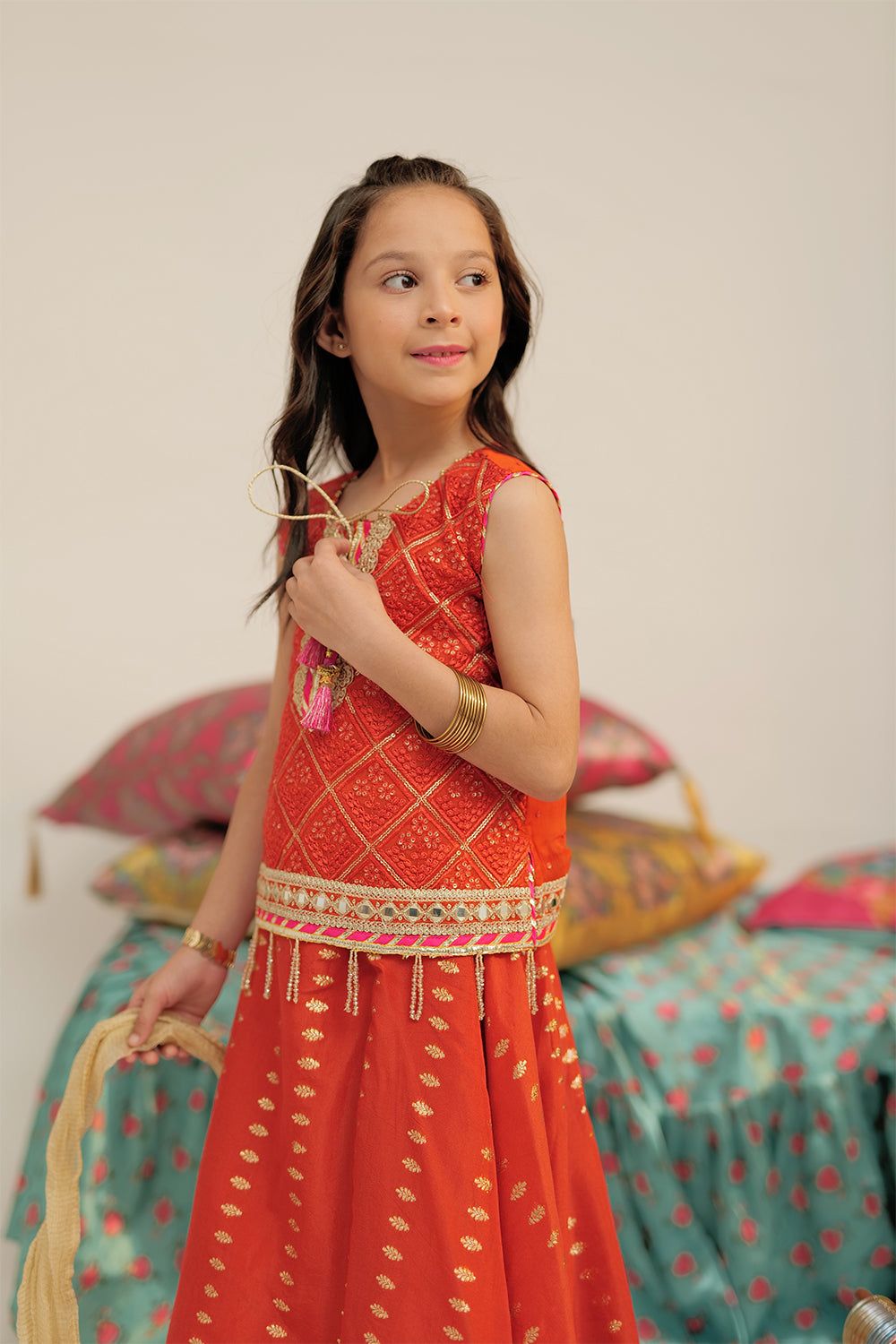 Banarsi Jacquard Rust Stitched Suit - Senorita