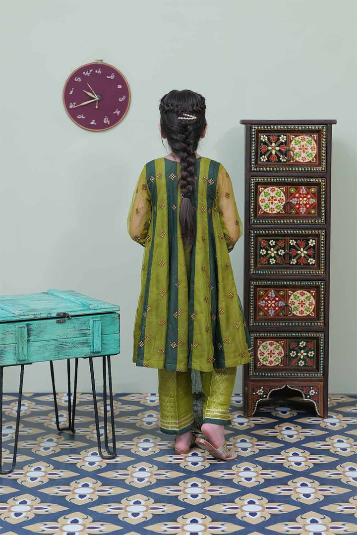 Banarsi Viscose Net Parrot green Stitched Suit - Ochre
