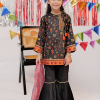 Cotton Gold Printed Lawn Black 3 Piece Stitched Suit - Senorita
