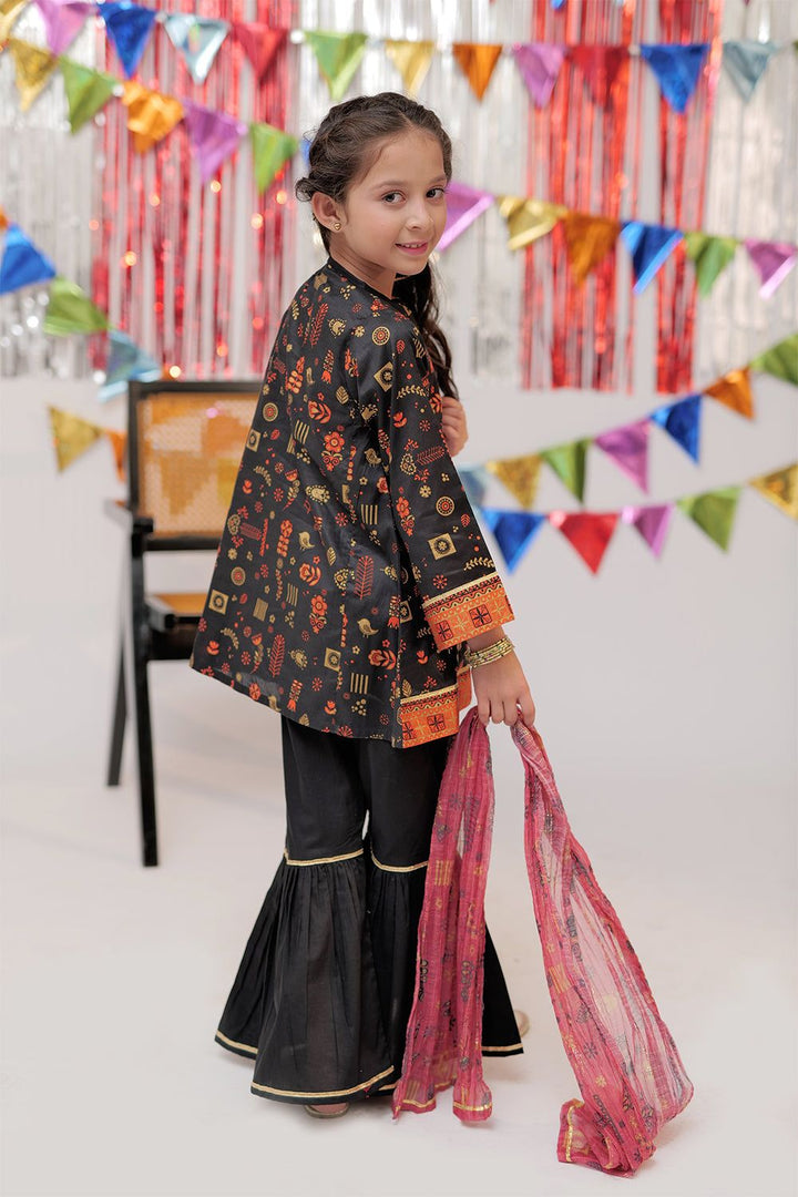 Cotton Gold Printed Lawn Black 3 Piece Stitched Suit - Senorita