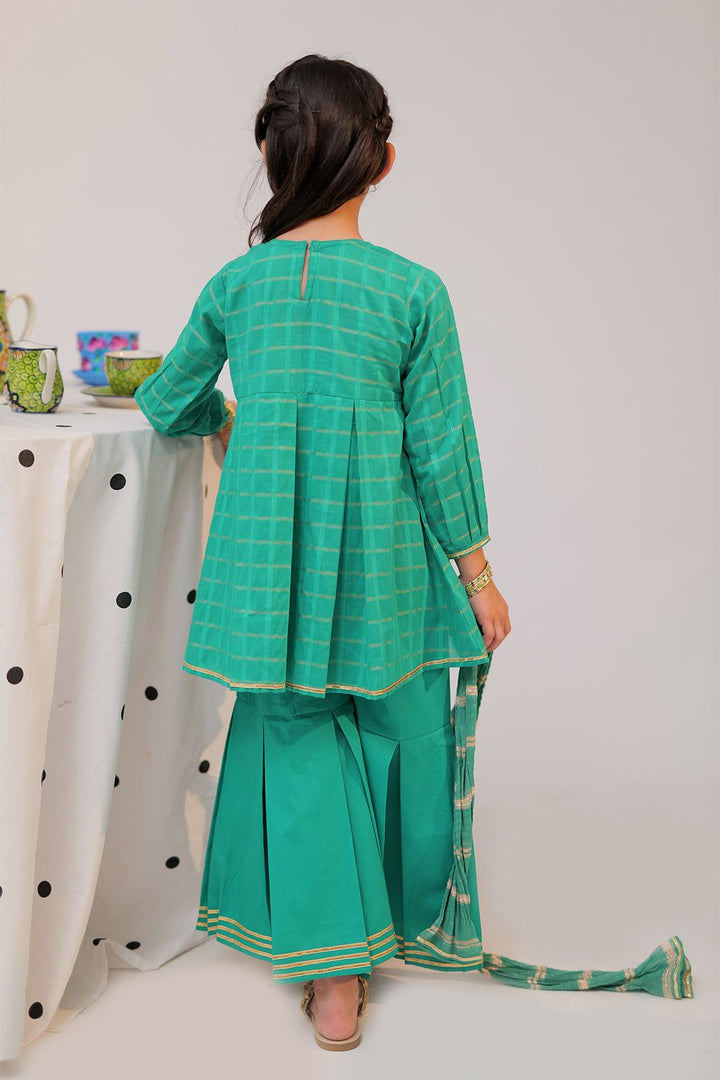 Cotton Dobby Jacquard Teal 3 Piece Stitched Suit - Senorita