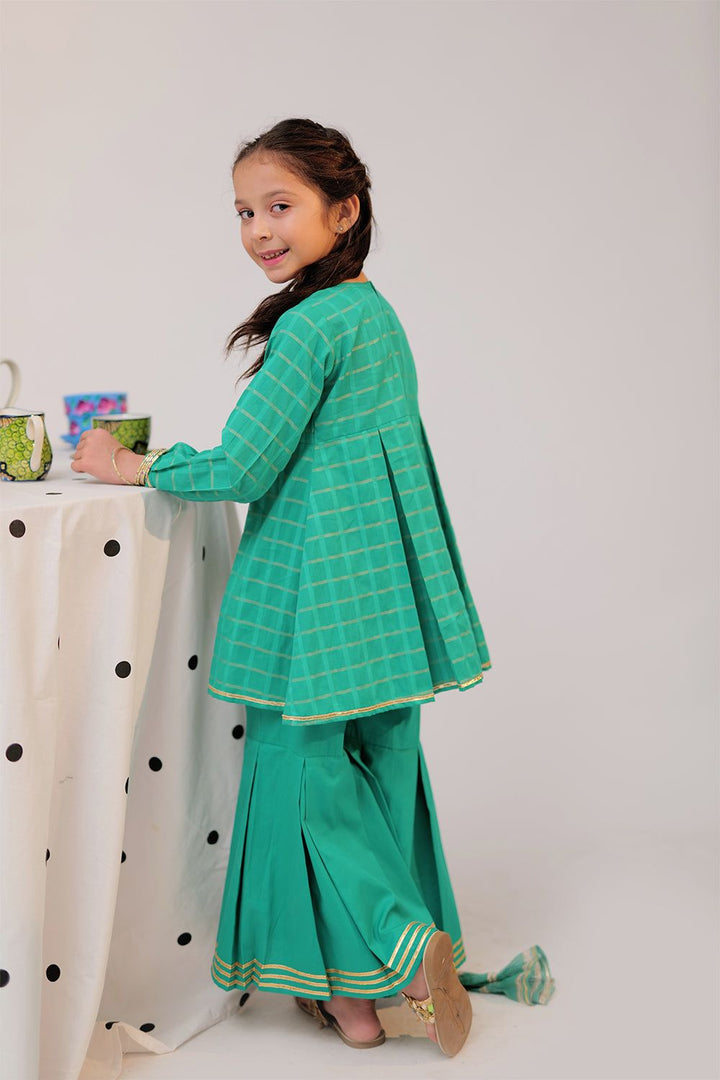 Cotton Dobby Jacquard Teal 3 Piece Stitched Suit - Senorita