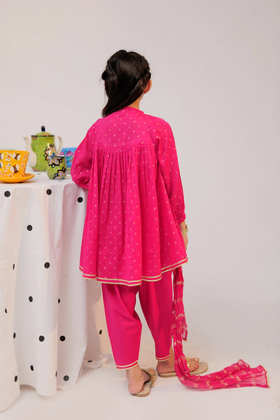 Cotton Dobby Jacquard Pink 3 Piece Stitched Suit - Senorita